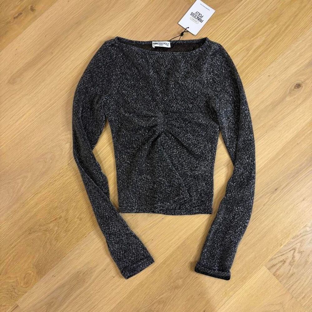 Princess-polly Women's Grey and Black Crop-top